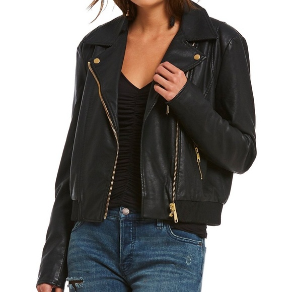 Free People Jackets & Blazers - Free People Vegan Faux Leather Bomber Jacket Sz M